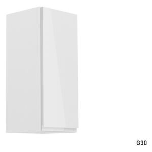 Kuchynská skrinka horná úzka ASPEN G30, 30x72x32, biela/sivá lesk, ľavá