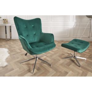 Otočná stolička 100 - 110 cm smaragdovo zelený zamat