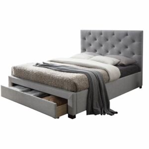 Tempo Kondela Moderná posteľ s úložným priestorom, sivá látka, 160x200, SANTOLA