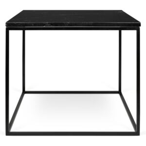 Čierny mramorový konferenčný stolík s čiernymi nohami TemaHome Gleam, 50 cm