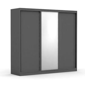 DREVONA Skriňa s posuvnými dverami a zrkadlom šedá grafit REA ATLANTA 3