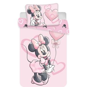 Jerry Fabrics Obliečky do postieľky Minnie pink heart baby Disney, Hladká bavlna, 1x40x60/1x100x135cm, Novinka, Akcia