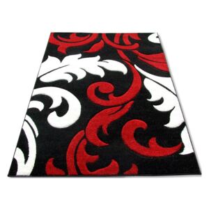 Kusový koberec Flora čiernobieločervený, Velikosti 80x150cm
