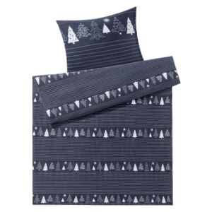 MERADISO® Flaušová posteľná bielizeň, 140 x 200 cm (vianočný stromček / navy modrá ), vianočný stromček / modrá (100310857)