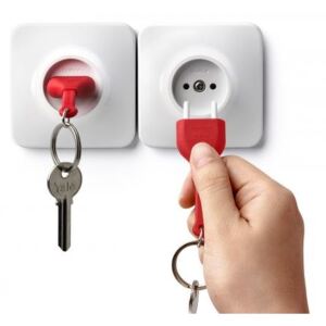 Držiak na kľúče s kľúčenkou Qualy Unplug - červený QL10076-RD