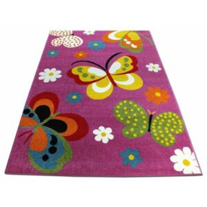Detský koberec Motýle tmavo ružový, Velikosti 200x290cm