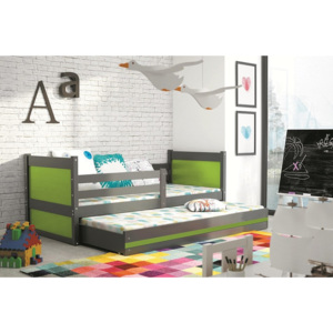 Detská posteľ s prístilkou FIONA 2, 80x190 cm, grafit/zelená