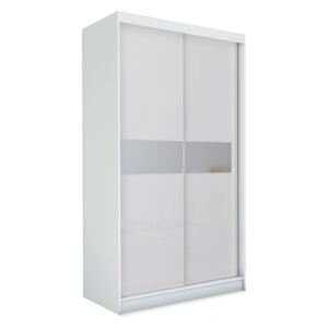 Skříň s posuvnými dveřmi a zrcadlem ALEXA, bílá, 150x216x61