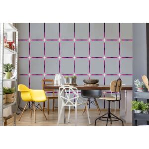 Fototapeta GLIX - Grey Square Pattern Purple Lights + lepidlo ZADARMO Vliesová tapeta - 254x184 cm