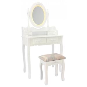 Chomik Toaletní stolek LED se zrcadlem + taburetem