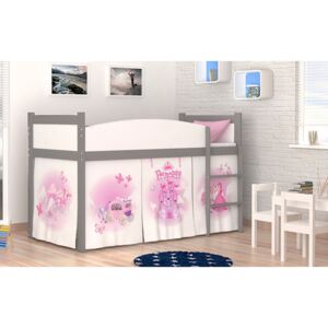 GL Vyvýšená sivá posteľ Swing princezná 06 rošt + matrac zadarmo Farba: Ružová