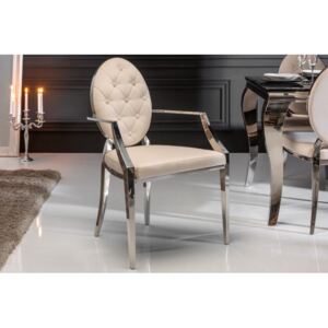 IIG - Elegantná stolička MODERN BAROQUE zamat, béžová