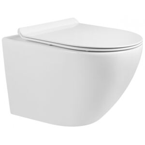 Mexen LENA Rimless, závesná WC misa so sedátkom pomaly-padajúcim SLIM, 48 x 36 cm, biela, 30224000 (set)
