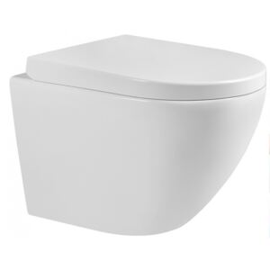 Mexen LENA Rimless, závesná WC misa so sedátkom pomaly-padajúcim, 48 x 36 cm, biela, 30221000 (set)