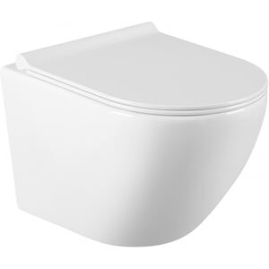 Mexen LENA Rimless, závesná WC misa so sedátkom pomaly-padajúcim SLIM, 48 x 36 cm, biela, 30220500 (set)