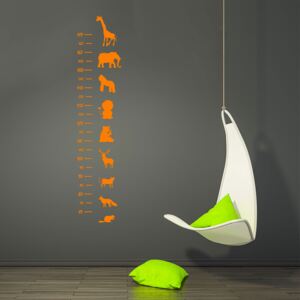 GLIX Detský meter - Zvieratá 1 - samolepka na stenu Oranžová 25x120 cm