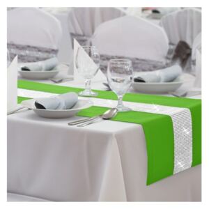 Behúň na stôl Glamour so zirkónmi farby zelenej