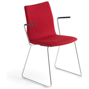 Konferenčná stolička Ottawa, s kĺzavou základňou a opierkami rúk, červená