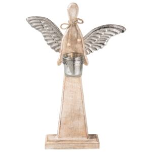 Dekorácie drevený anjel sa svietnikom - 28 * 10 * 43 cm