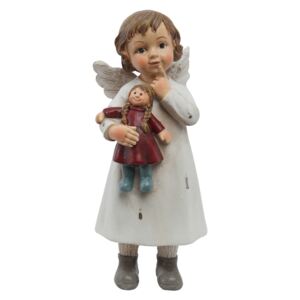 Biely anjelik s bábikou - 6 * 5 * 14 cm
