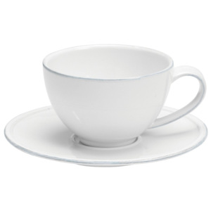 Biela kameninová šálka na čaj s tanierikom Costa Nova Friso, objem 260 ml