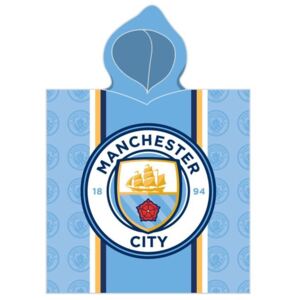 Carbotex · Detské pončo - futbalová osuška s kapucňou FC Manchester City - 100% bavlna - 60 x 120 cm