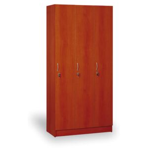 Drevená šatňová skrinka, 3 dvere, 1900x900x420 mm, calvados