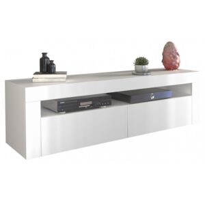 Shoptop Televízny stolík DEKO 2D 160 cm biely lesklý