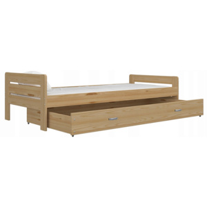 Komfortná drevená posteľ BART + rošt ZDARMA, 200x90, borovica