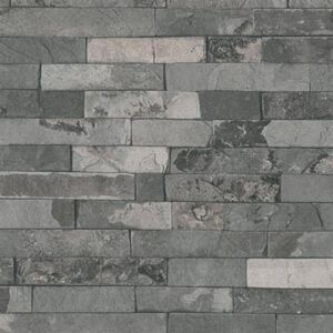 Vliesové tapety na stenu IMPOL Wood´n Stone 2 35582-4, obkladový kameň štiepaná bridlica sivá, rozměr 10,05 m x 0,53 m, A.S.Création
