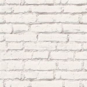 Vliesové tapety na stenu IMPOL Wood´n Stone 2 31943-1, tehly biele so sivou škárou, rozměr 10,05 m x 0,53 m, A.S.Création