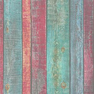 Vliesové tapety na stenu IMPOL 31993-1 Wood and Stone 2, dosky červeno-zeleno-modré, rozmer 10,05 m x 0,53 m, A.S.Création