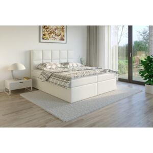 CONTEZZA Čalúnená posteľ TENANG Boxsprings, biela ekokoža PLOCHA SPANIA: 140 x 200 cm