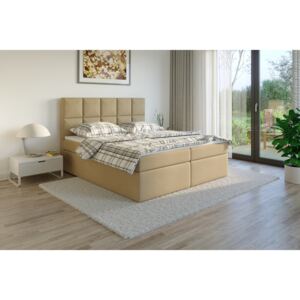 CONTEZZA Čalúnená posteľ TENANG Boxsprings, béžový semiš PLOCHA SPANIA: 140 x 200 cm