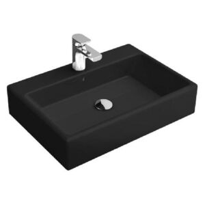 Villeroy & Boch Memento - Umývadlo na dosku, 500x420 mm, s prepadom, otvor na batériu, CeramicPlus, Glossy Black 513550S0
