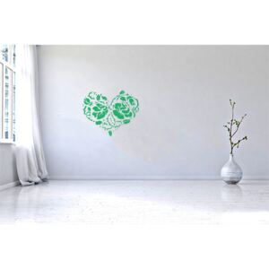 GLIX Srdce z ruží - nálepka na stenu Svetlo zelená 50 x 41 cm