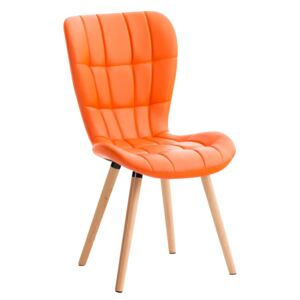 Stolička Elda ~ koženka, drevené nohy natura Farba Oranžová