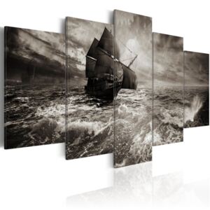 Obraz na plátne - Ship in a storm 100x50 cm