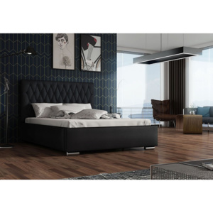 Čalúnená posteľ REBECA + rošt + matrace, siena 01 s gombíkom/dolaro 08, 140x200 cm