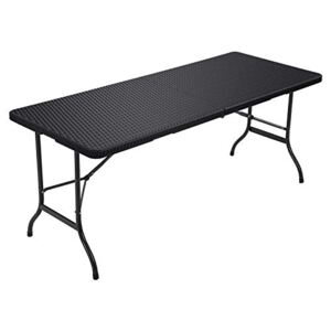 Rozkladací záhradný/kempingový stôl GPT02BK, umelý ratan, 2305-21-17