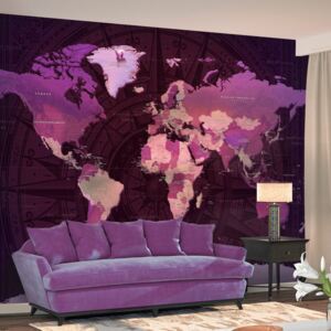 Fototapeta Bimago - Purple World Map + lepidlo zadarmo 200x140 cm