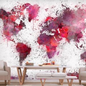 Fototapeta Bimago - World Map: Red Watercolors + lepidlo zadarmo 200x140 cm