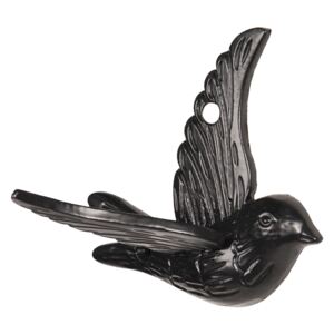 Čierny kovový nástenný háčik Ptáček - 8 * 10 * 6 cm