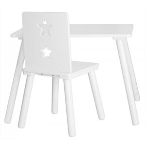 Detský dizajnový stolík drevený biely