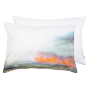 Biely bavlnený povlak na vankúš s rozpitými farbami Watercolours - 35 * 50 cm