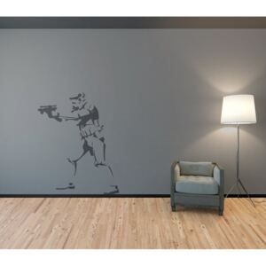 GLIX Banksy "Trooper" - nálepka na stenu Šedá 80 x 100 cm