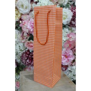 Oranžová károvaná darčeková taška 36cm