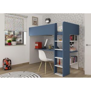 Detská poschodová posteľ so stolom BO2 - Smoky blue
