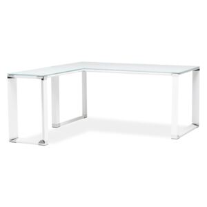 Biely pracovný rohový stôl s sklenenou doskou Kokoon Warner