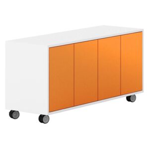 Pojazdná skrinka s dverami White LAYERS, oranžové dvere